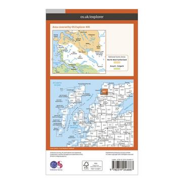 Orange Ordnance Survey Explorer 445 Foinaven, Arkle, Kylesku & Scourie Map With Digital Version