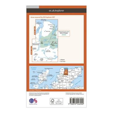 Orange Ordnance Survey Explorer 447 Ben Hope, Ben Loyal & Kyle of Tongue Map With Digital Version