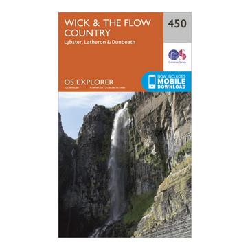 Orange Ordnance Survey Explorer 450 Wick & The Flow Country Map With Digital Version