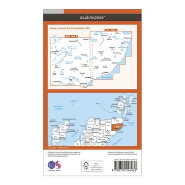 Orange Ordnance Survey Explorer 450 Wick & The Flow Country Map With Digital Version