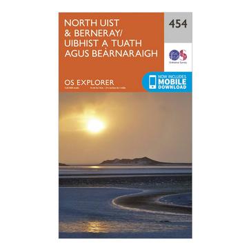Orange Ordnance Survey Explorer 454 North Uist & Berneray Map With Digital Version