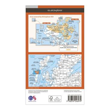 Orange Ordnance Survey Explorer 454 North Uist & Berneray Map With Digital Version