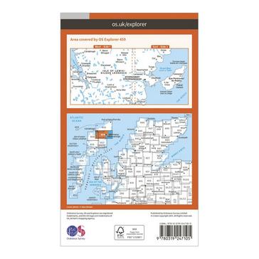 Orange Ordnance Survey Explorer 459 Central Lewis & Stornoway Map With Digital Version