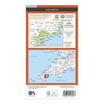 N/A Ordnance Survey Explorer 105 Falmouth & Mevagissey Map With Digital Version