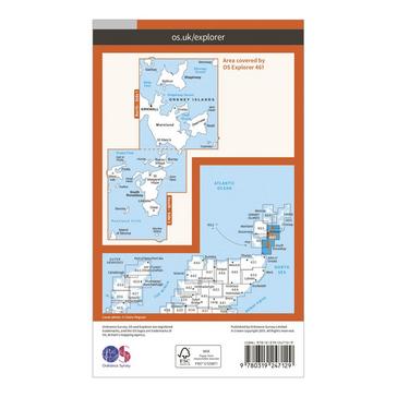 Orange Ordnance Survey Explorer 461 Orkney – East Mainland Map With Digital Version
