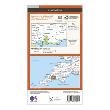 Orange Ordnance Survey Explorer 107 St Austell & Liskeard Map With Digital Version