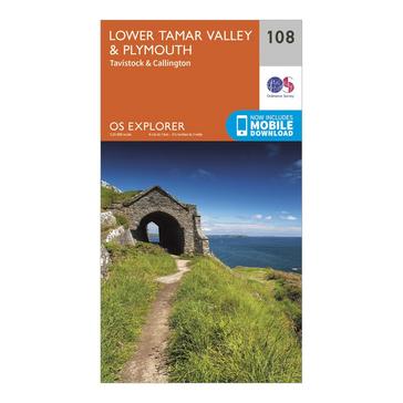 Orange Ordnance Survey Explorer 108 Lower Tamar Valley & Plymouth Map With Digital Version