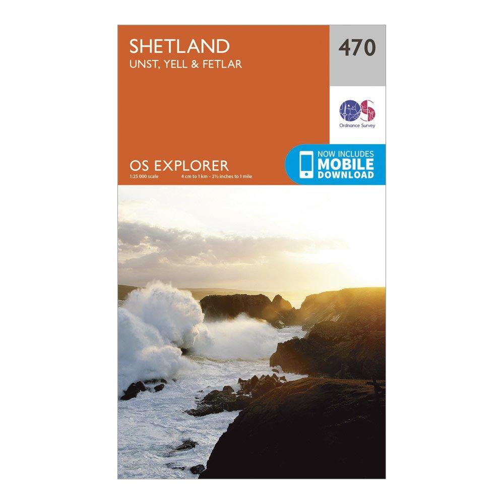 Image of Ordnance Survey Explorer 470 Shetland - Unst, Yell & Fetlar Map With Digital Version - Orange, Orange
