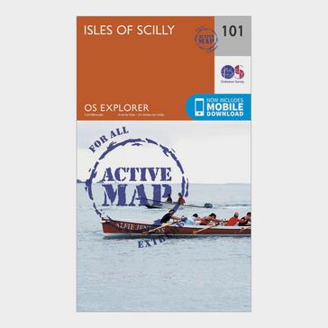 Orange Ordnance Survey Explorer Active 101 Isles of Scilly Map With Digital Version