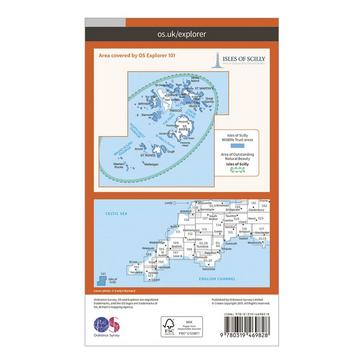 Orange Ordnance Survey Explorer Active 101 Isles of Scilly Map With Digital Version