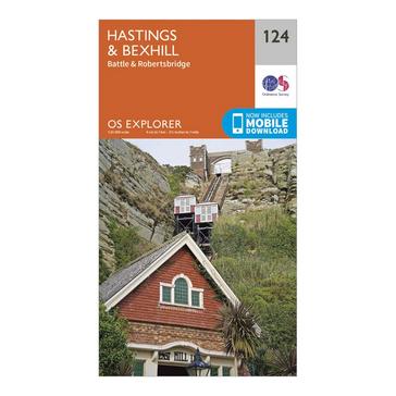 Orange Ordnance Survey Explorer 124 Hastings & Bexhill Map With Digital Version