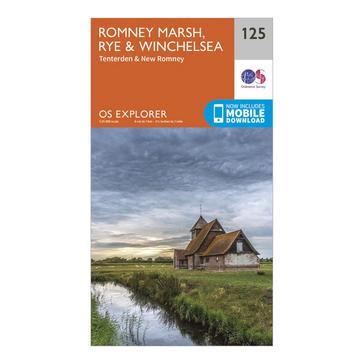 Orange Ordnance Survey Explorer 125 Romney Marsh, Rye & Winchelsea Map With Digital Version