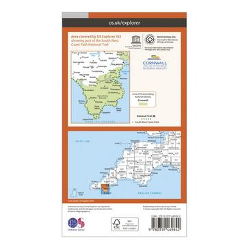 Orange Ordnance Survey Explorer Active 103 The Lizard Map With Digital Version