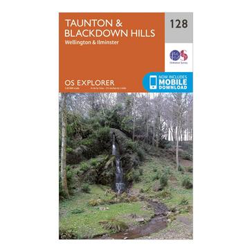 Orange Ordnance Survey Explorer 128 Taunton & Blackdown Hills Map With Digital Version