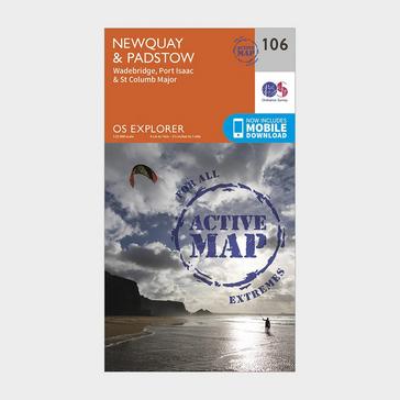 Orange Ordnance Survey Explorer Active 106 Newquay & Padstow Map With Digital Version