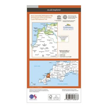 Orange Ordnance Survey Explorer Active 106 Newquay & Padstow Map With Digital Version