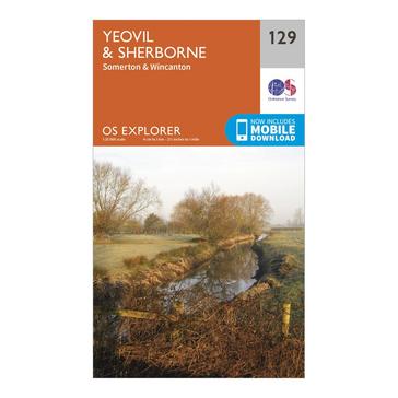 Orange Ordnance Survey Explorer 129 Yeovil & Sherborne Map With Digital Version