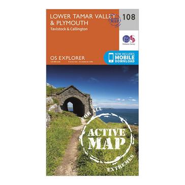 Orange Ordnance Survey Explorer Active 108 Lower Tamar Valley & Plymouth Map With Digital Version