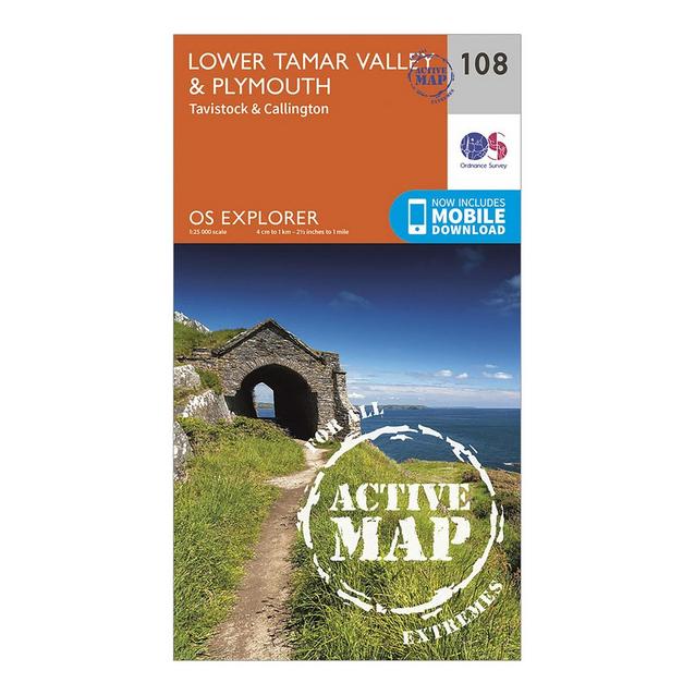 Orange Ordnance Survey Explorer Active 108 Lower Tamar Valley & Plymouth Map With Digital Version image 1