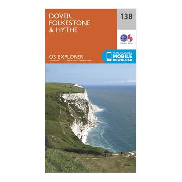 Orange Ordnance Survey Explorer 138 Dover, Folkestone & Hythe Map With Digital Version