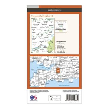 Orange Ordnance Survey Explorer 142 Shepton Mallet & Mendip Hills East Map With Digital Version