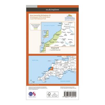 Orange Ordnance Survey Explorer Active 111 Bude, Boscastle & Tintagel Map With Digital Version