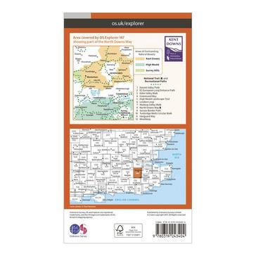 Orange Ordnance Survey Explorer 147 Sevenoaks & Tonbridge Map With Digital Version