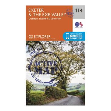 Orange Ordnance Survey Explorer Active 114 Exeter & The Exe Valley Map With Digital Version