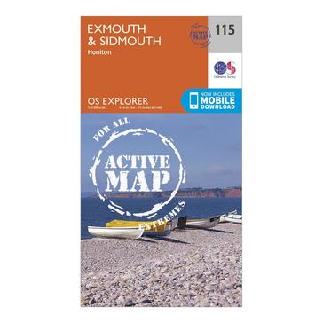 Orange Ordnance Survey Explorer Active 115 Exmouth & Sidmouth Map With Digital Version