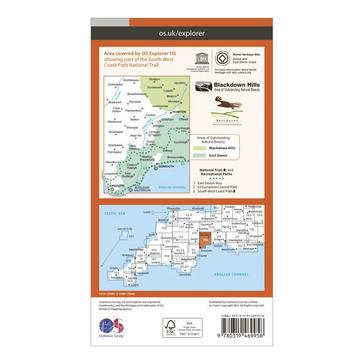 Orange Ordnance Survey Explorer Active 115 Exmouth & Sidmouth Map With Digital Version