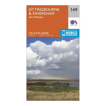 Orange Ordnance Survey Explorer 149 Sittingbourne & Faversham Map With Digital Version
