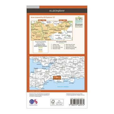 Orange Ordnance Survey Explorer Active 117 Cerne Abbas & Bere Regis Map With Digital Version