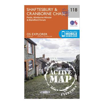 Orange Ordnance Survey Explorer Active 118 Shaftesbury & Cranborne Chase Map With Digital Version