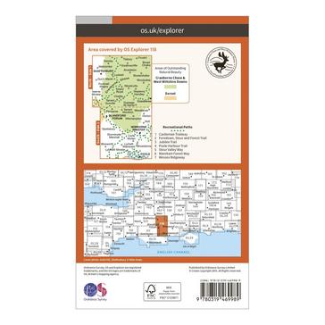 Orange Ordnance Survey Explorer Active 118 Shaftesbury & Cranborne Chase Map With Digital Version