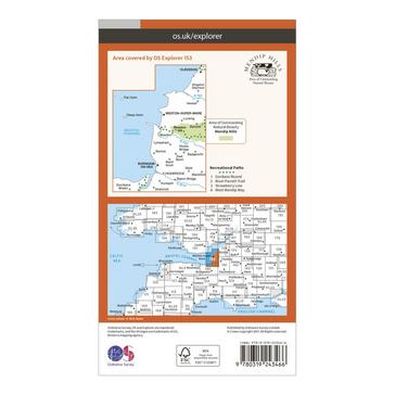 Orange Ordnance Survey Explorer 153 Weston-Super-Mare & Bleadon Hill Map With Digital Version