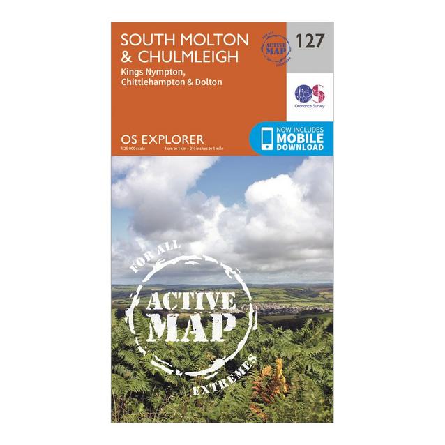Orange Ordnance Survey Explorer Active 127 South Molton & Chulmleigh Map With Digital Version image 1