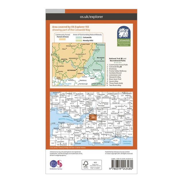 Ordnance Survey Explorer 155 Bristol Bath Map With Digital Version
