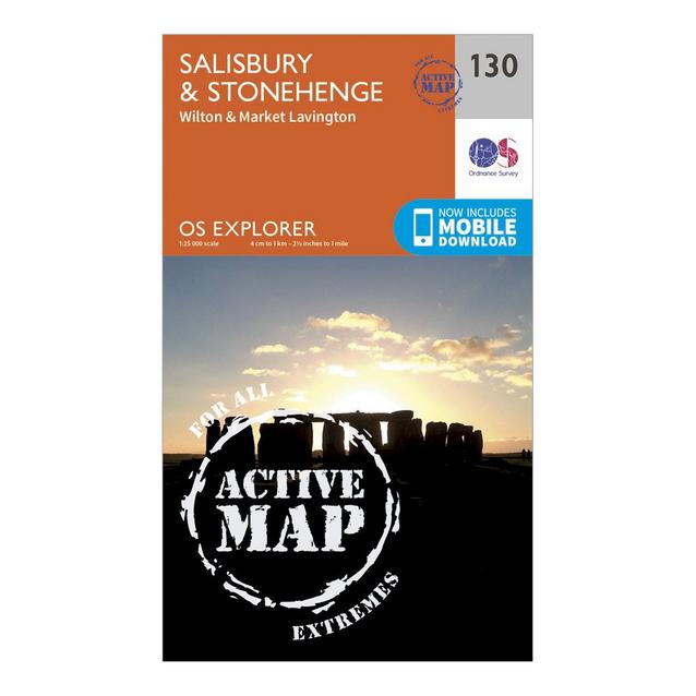 Orange Ordnance Survey Explorer Active 130 Salisbury & Stonehenge Map With Digital Version image 1