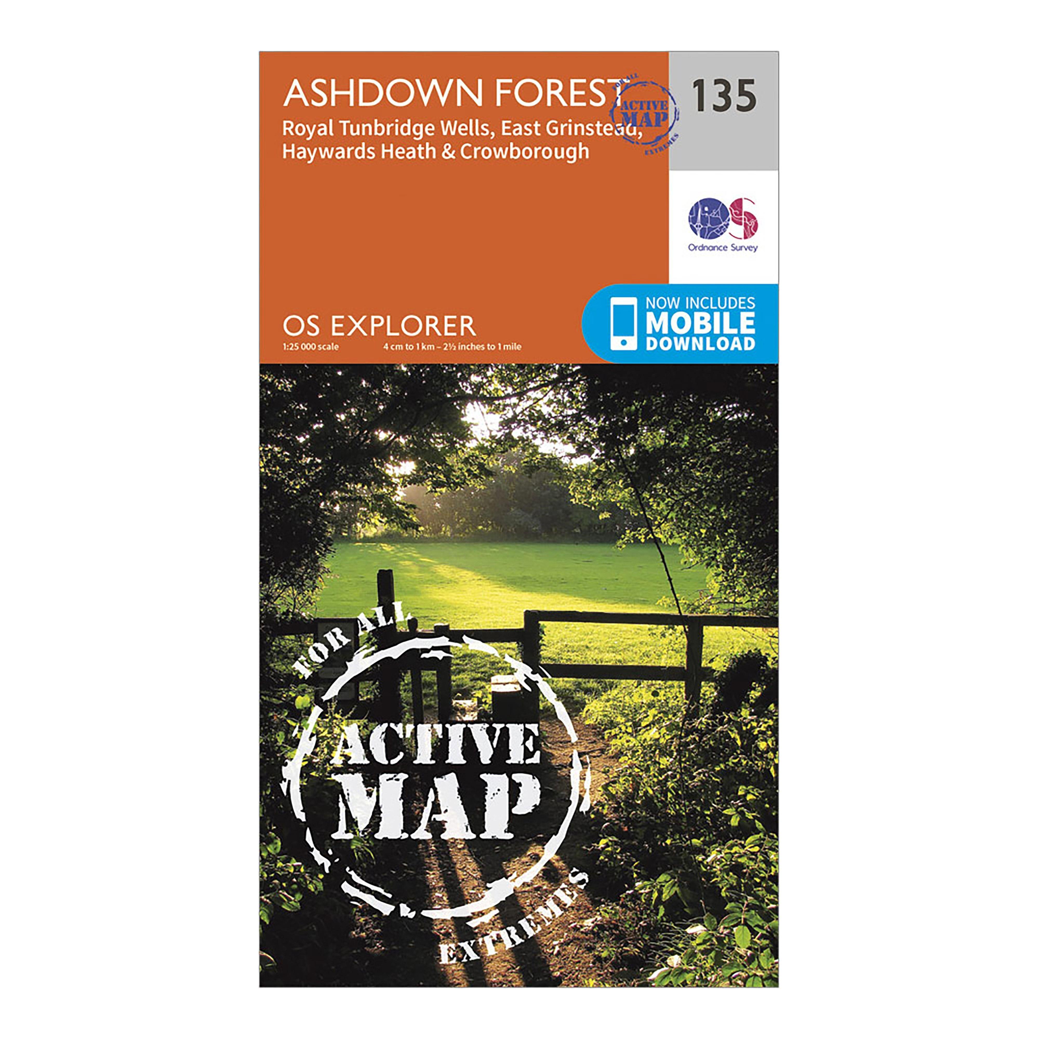 Image of Ordnance Survey Explorer Active 135 Ashdown Forest Map With Digital Version - Orange, Orange