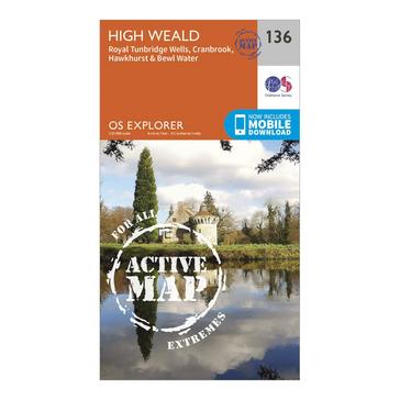 Orange Ordnance Survey Explorer Active 136 High Weald & Royal Tunbridge Wells Map With Digital Version