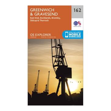 Orange Ordnance Survey Explorer 162 Greenwich & Gravesend Map With Digital Version