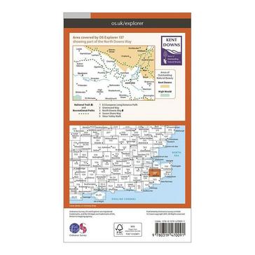 Orange Ordnance Survey Explorer Active 137 Ashford Map With Digital Version