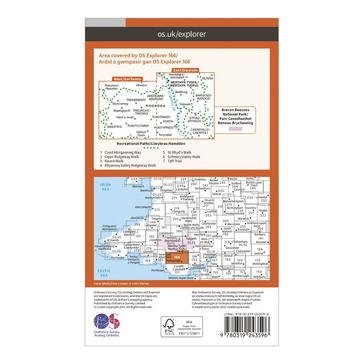 Orange Ordnance Survey Explorer 166 Rhondda & Merthyr Tydfil Map With Digital Version