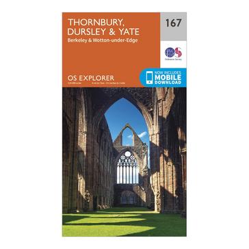 Orange Ordnance Survey Explorer 167 Thornbury, Dursley & Yate Map With Digital Version