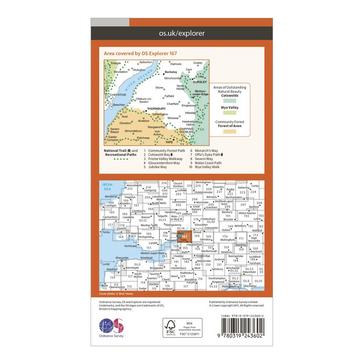 Orange Ordnance Survey Explorer 167 Thornbury, Dursley & Yate Map With Digital Version