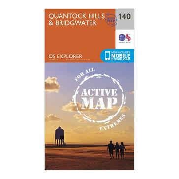 Orange Ordnance Survey Explorer Active 140 Quantock Hills & Bridgewater Map With Digital Version