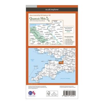 Orange Ordnance Survey Explorer Active 140 Quantock Hills & Bridgewater Map With Digital Version