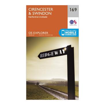 Orange Ordnance Survey Explorer 169 Cirencester & Swindon Map With Digital Version