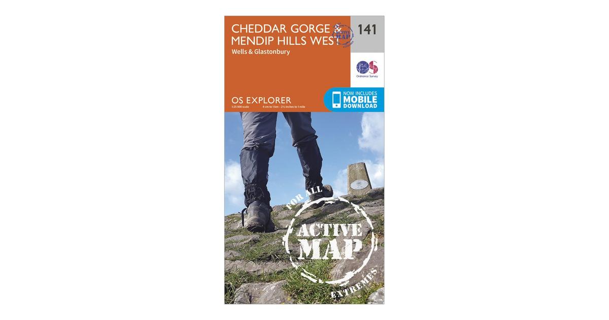 Ordnance Survey Explorer Active 141 Cheddar Gorge & Mendip Hills West Map  With Digital Version