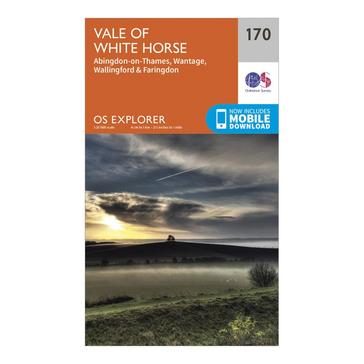 Orange Ordnance Survey Explorer 170 Abingdon, Wantage & Vale of White Horse Map With Digital Version